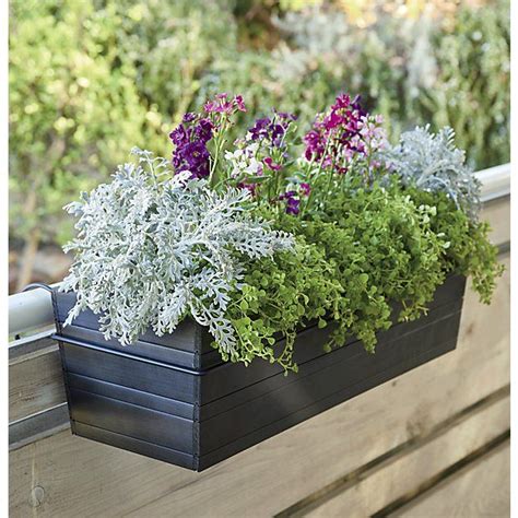 Railing planters turn your porch or deck into a garden! Rectangular Rail Planter Hook + Reviews | Crate and Barrel | Deck railing planters, Plastic ...