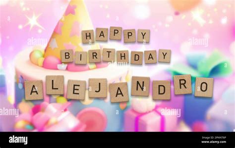 Happy Birthday Alejandro Card With Wooden Tiles Text Boys Birthday