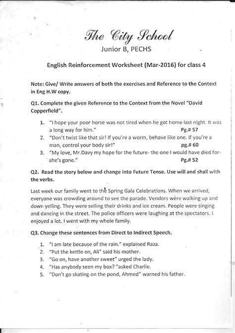 Our free science worksheets currently cover kindergarten through grade 3 science topics in the life sciences, earth sciences and physical sciences. The City School: Worksheet for Class - 4 (Science, S.S.T ...