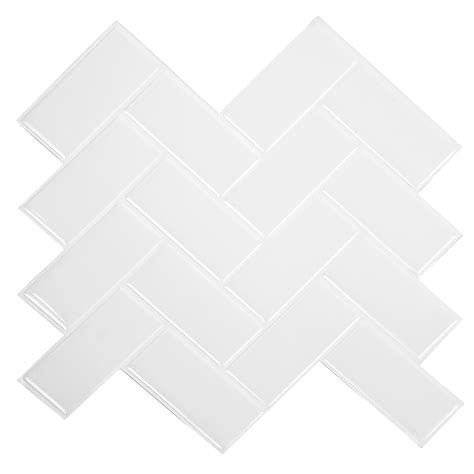 Tiles 3d Peel And Stick Wall Tile Herringbone White 10 Sheets