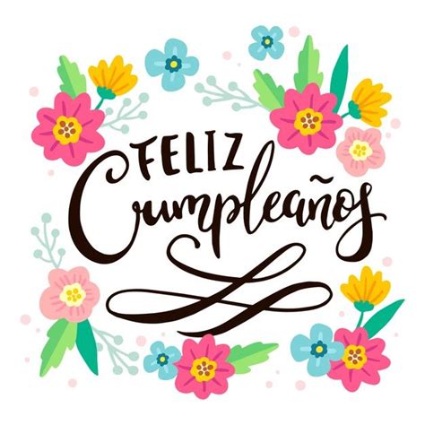 Free Vector Happy Birthday In Spanish Lettering Feliz Cumpleaños
