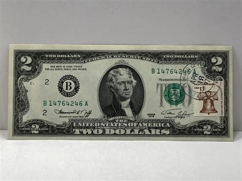Series 1976 Bicentennial 2 Federal Reserve Note With Stamp Property Room