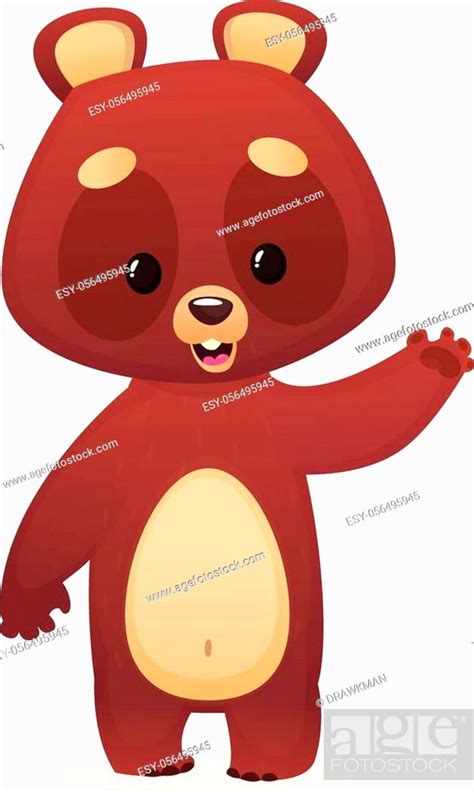 Cartoon Teddy Bear Waving Hand Vector Illustration Of A Bear Mascot