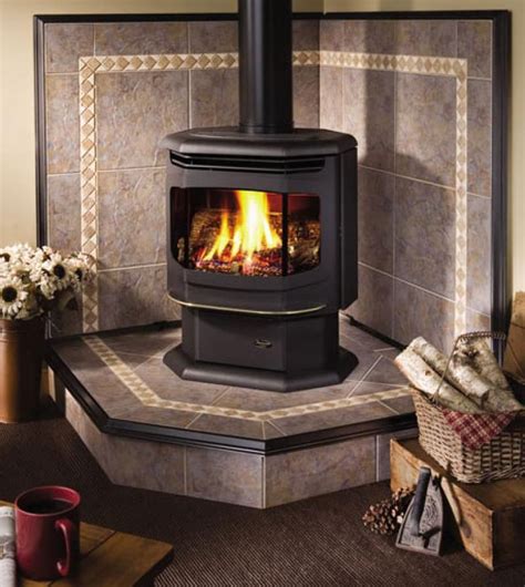 All pleasant hearth pellet burning stoves feature chrome handles, air wash system that automatically maintains the cleanliness of the glass window, solid cast iron door. Wall Pads | Pellet stove, Wood stove fireplace, Corner ...