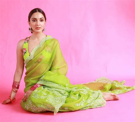 Kiara Advani In Green Saree By Torani For Shershah Promotions 2 Pink Lehenga Green Saree
