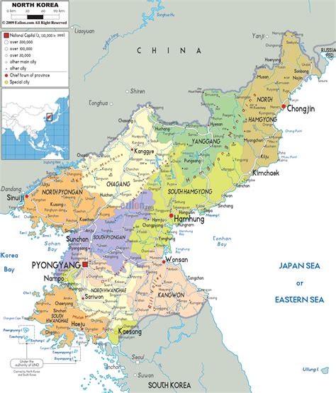 Detailed Political Map Of North Korea Ezilon Maps