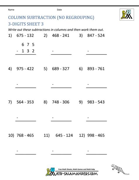 Subtraction online worksheet for grade 2. 3 Digit Subtraction Worksheets