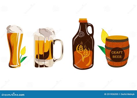 Craft Beer Bottles Stock Illustration Illustration Of Barley 251926205