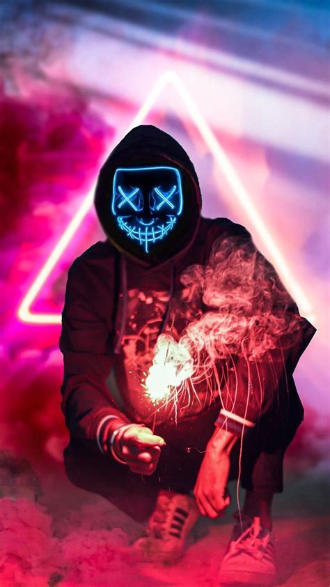 Hoodie Neon Mask Wallpaper Download Mobcup