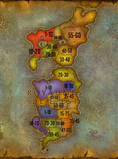 Wow Classic Zones By Level Map Map Of World