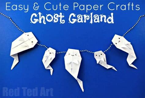 Easy Origami Ghost Garland Red Ted Art Kids Crafts