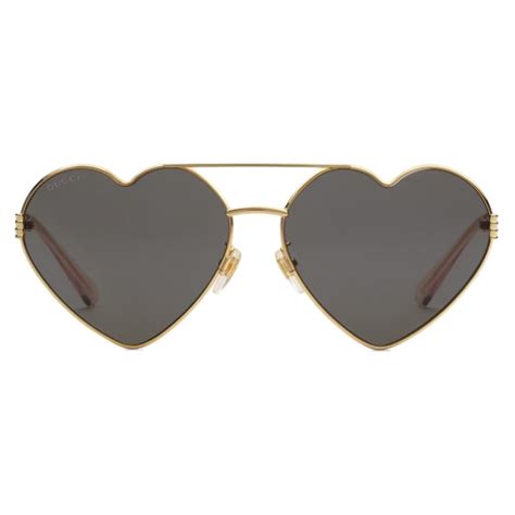 Gucci Heart Frame Sunglasses Gold Grey Gucci Eyewear Avvenice