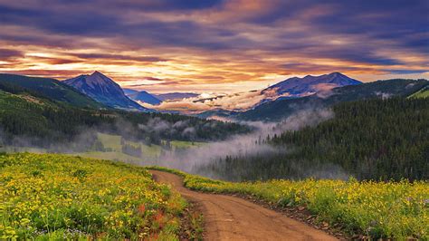 Hd Wallpaper Mountain Covered With Clouds Mist Fog Valley Sky