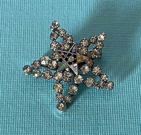 Vintage Order Of The Eastern Star Rhinestone Star Pin Oes Etsy