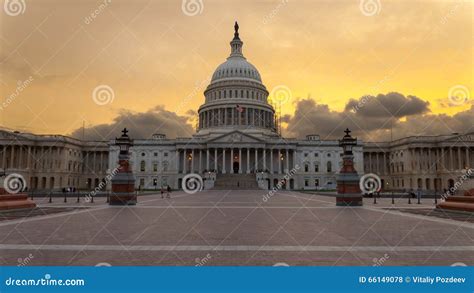 Capitol Building Washington Dc Sunset Stock Photo Image Of Dome Hill