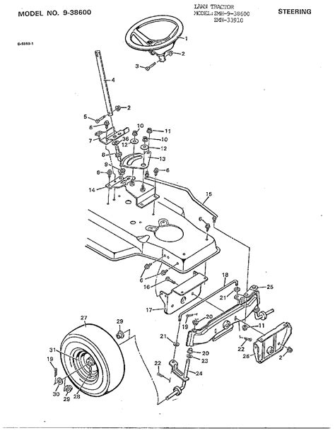 Steering Diagram And Parts List For Model 33910 Murray Parts Riding Mower