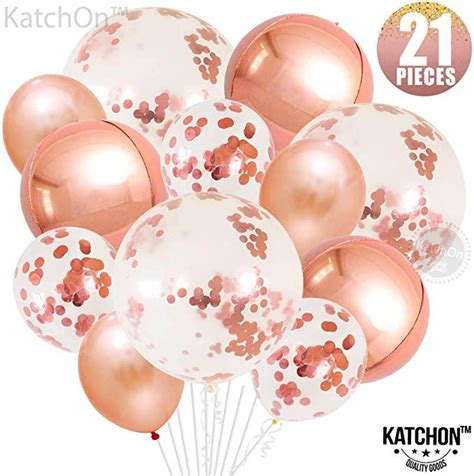 Giant Rose Gold Orbz And Confetti Balloons 36 Inch And