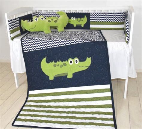 Baby crib protector cafer racer crib protector bumper crib alligator party baby bumper cot baby pull rope toy e24 resistor set. Alligator Quilt, Crib Baby Blanket, Green Navy Off White ...