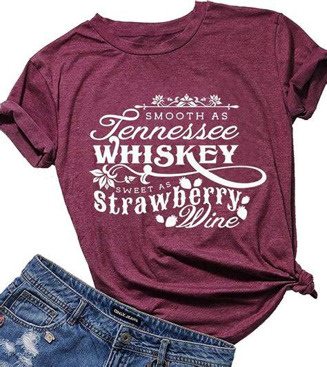 country music cute funny graphic t shirt tops for women friend tennessee whiskey strawberry wine