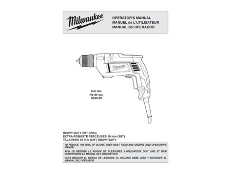 Milwaukee 0240 20 Operators Manual Pdf Download Manualslib