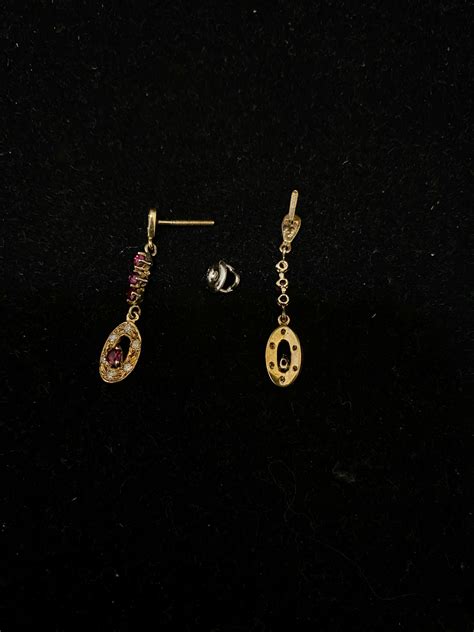 Unique Designer Solid Rose Gold With Diamond And Ruby Earrings K