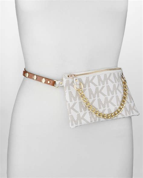 Lyst Michael Michael Kors Logoembossed Belt Bag With Chain Detail In