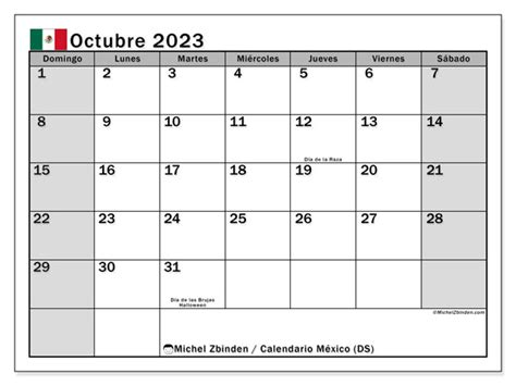 Calendario Octubre De Para Imprimir Ds Michel Zbinden Py Hot