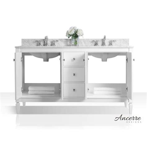 Ancerre Designs Kayleigh 60 In White Undermount Double Sink Bathroom Vanity With White Natural