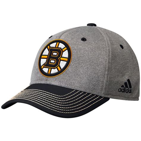 Mens Boston Bruins Adidas Heathered Gray Team Logo Adjustable