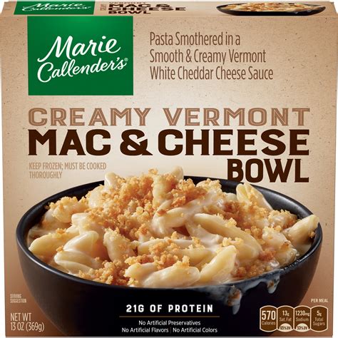 Marie Callender S Creamy Vermont Mac And Cheese Bowl Frozen Meal 13 Oz Frozen