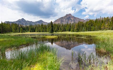 Download Wallpaper 3840x2400 Mountains Trees Lake Grass Nature