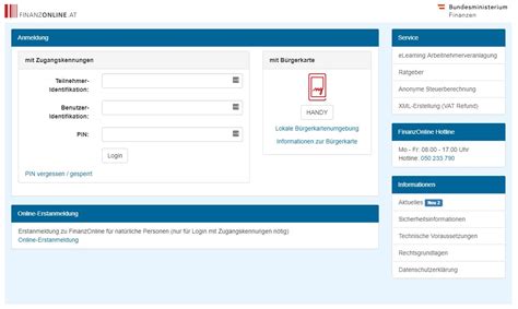 Konsumenten sollten die arbeitnehmerveranlagung erst ab anfang märz machen. FinanzOnline - das Finanzamt Online-Portal | Österreich