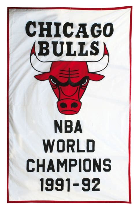 Lot Detail 1991 1992 Chicago Bulls Nba Championship Banner That Hung