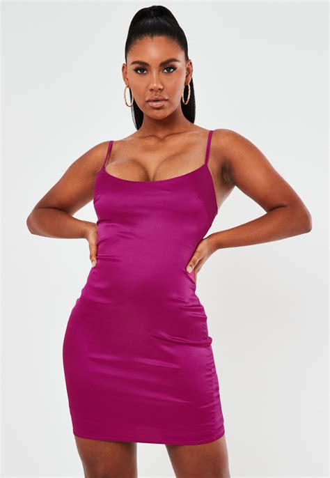 Pink Stretch Satin Bodycon Mini Dress Missguided Australia