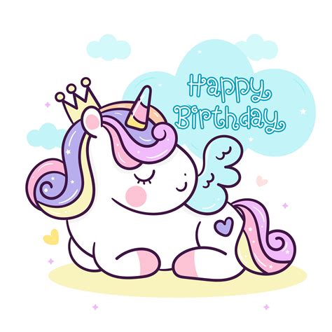 Cute Pony Vector Unicorn Cartoon Birthday Card Magic Sleeping Time