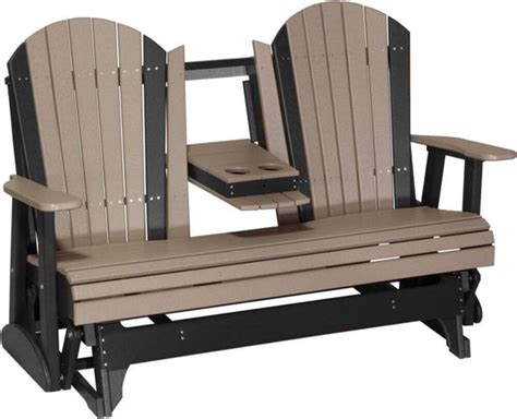 Amish Luxcraft 5ft Poly Adirondack Patio Glider Bench 2 3 Seater With