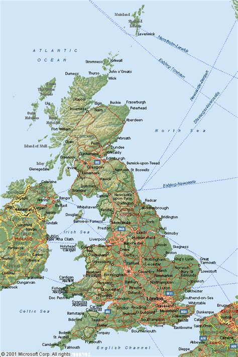 Physical Map Of The United Kingdom Uk