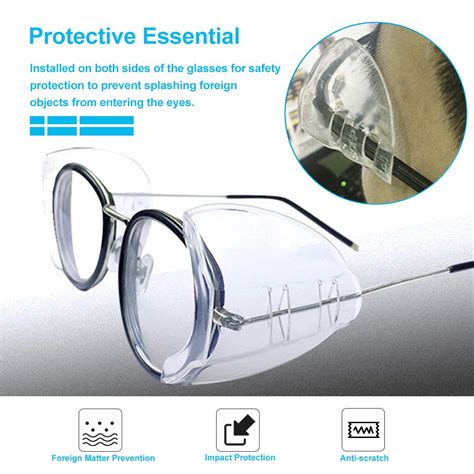 Rmenoor Side Shields 2 Pairs Safety Glasses Side Shields Glasses Side Safety Protection Clear