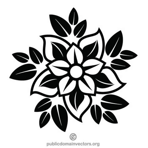 Monochrome Flower Clip Art Vector Public Domain Vectors