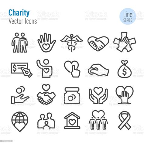 Charity Icon Set Vector Line Series Stock Illustration Download Image