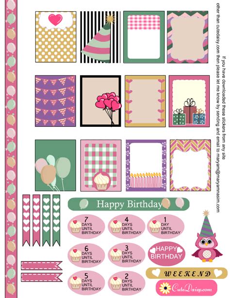 Birthday Sticker Sampler Kit For Happy Planner And Eclp