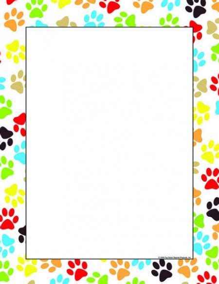 Paw Border Images Paw Writing Paper Stationery