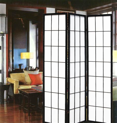 Japanese Room Divider Shoji Rice Paper 3 Panel Traditional Black Fine