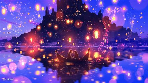 Tangled Rapunzel Luminos Orange Lantern Ryky Sky Silhouette