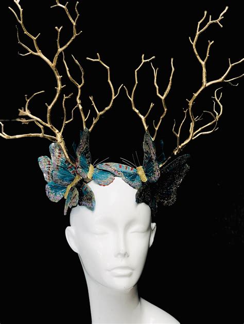 Woodland Fairy Headdress Twig Headpiece With Butterflies Etsy
