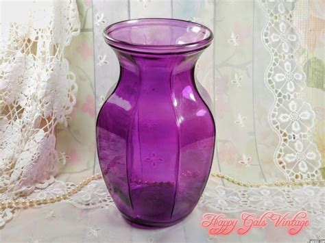 Purple Vase Purple Glass Vase Vintage Purple Glass Vase Etsy Purple
