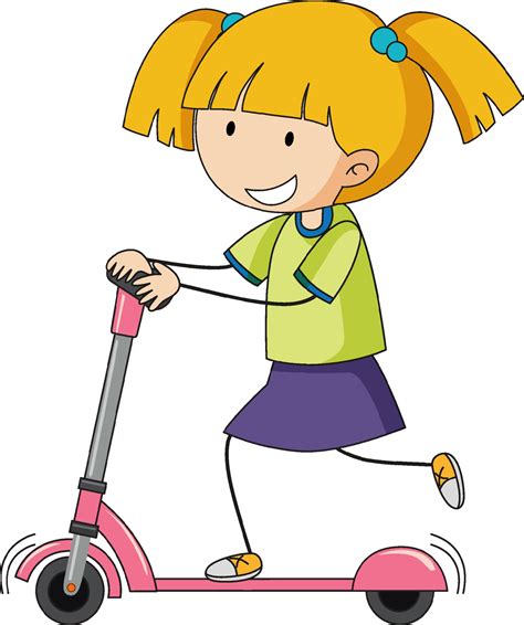 A Doodle Kid Playing Scooter Cartoon Character Isolated 1969871 Vector