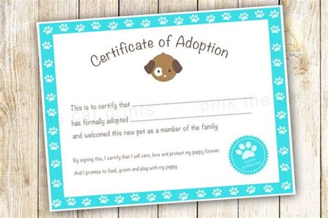 Professional Dog Adoption Certificate Editable Templates