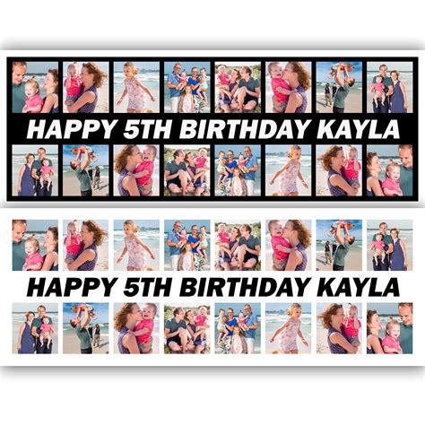 X2 Birthday Picture Collage Photo Birthday Banner Personalised Etsy