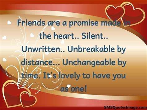 Friends Are A Promise Friendship Sms Quotes Image